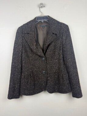 Lafayette 148 New York Women's Brown Wool Mohair Blend Two Button Blazer Size 10